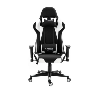 Геймерське комп'ютерне крісло SUPREME GAMING чорно-біле W0005 фото